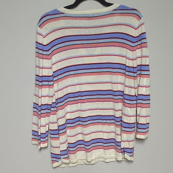 Talbots Striped V Neck Sweater - Picture 5 of 6